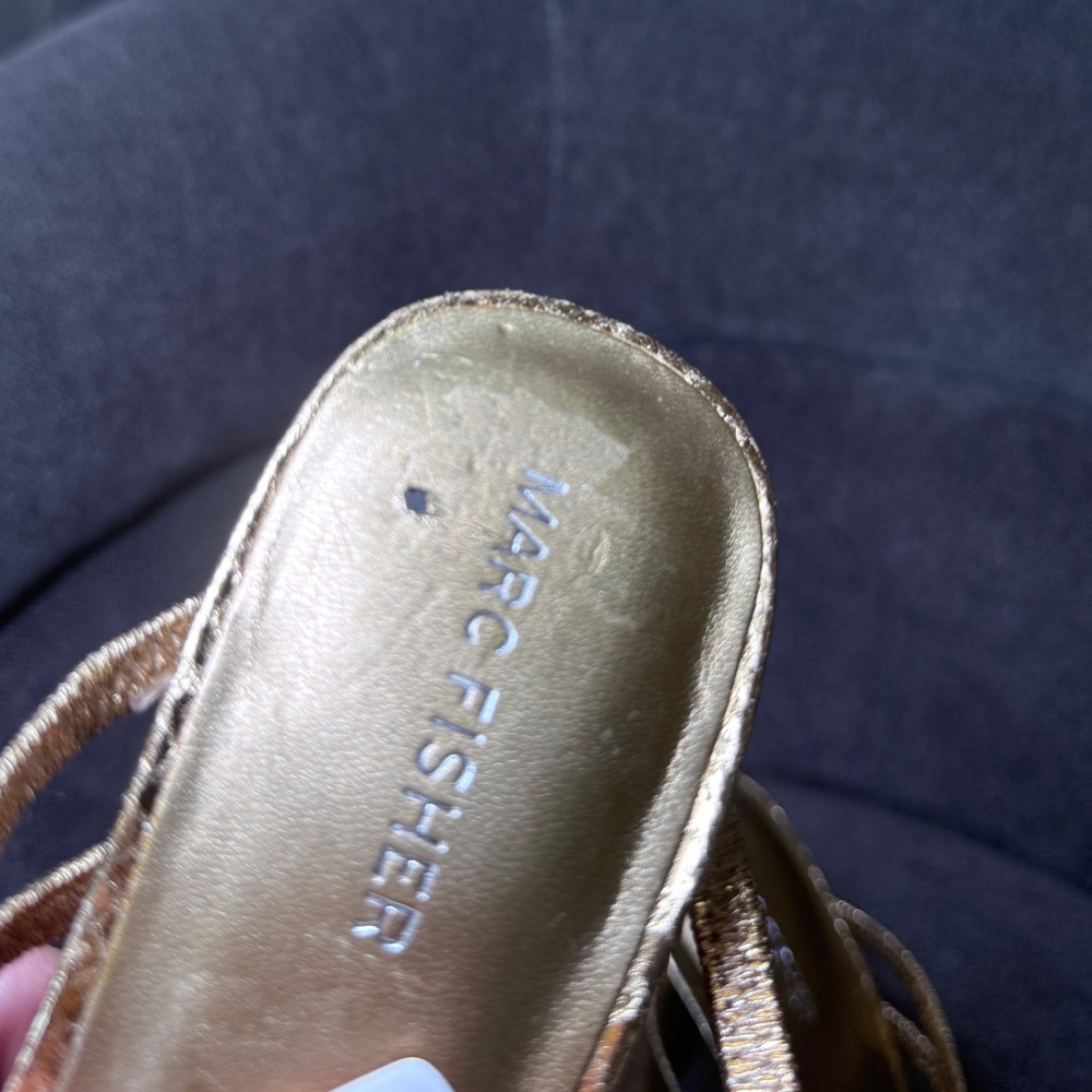 Marc Fisher Gold Strappy Heeled Sandals – Size 8.5 - Picture 4 of 7